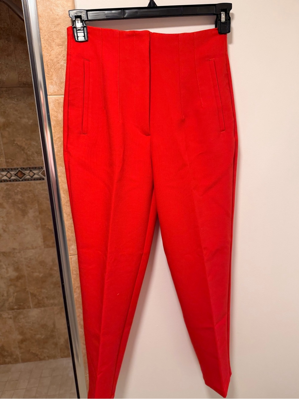 Zara red Women's High-Waist Red Tailored Pants